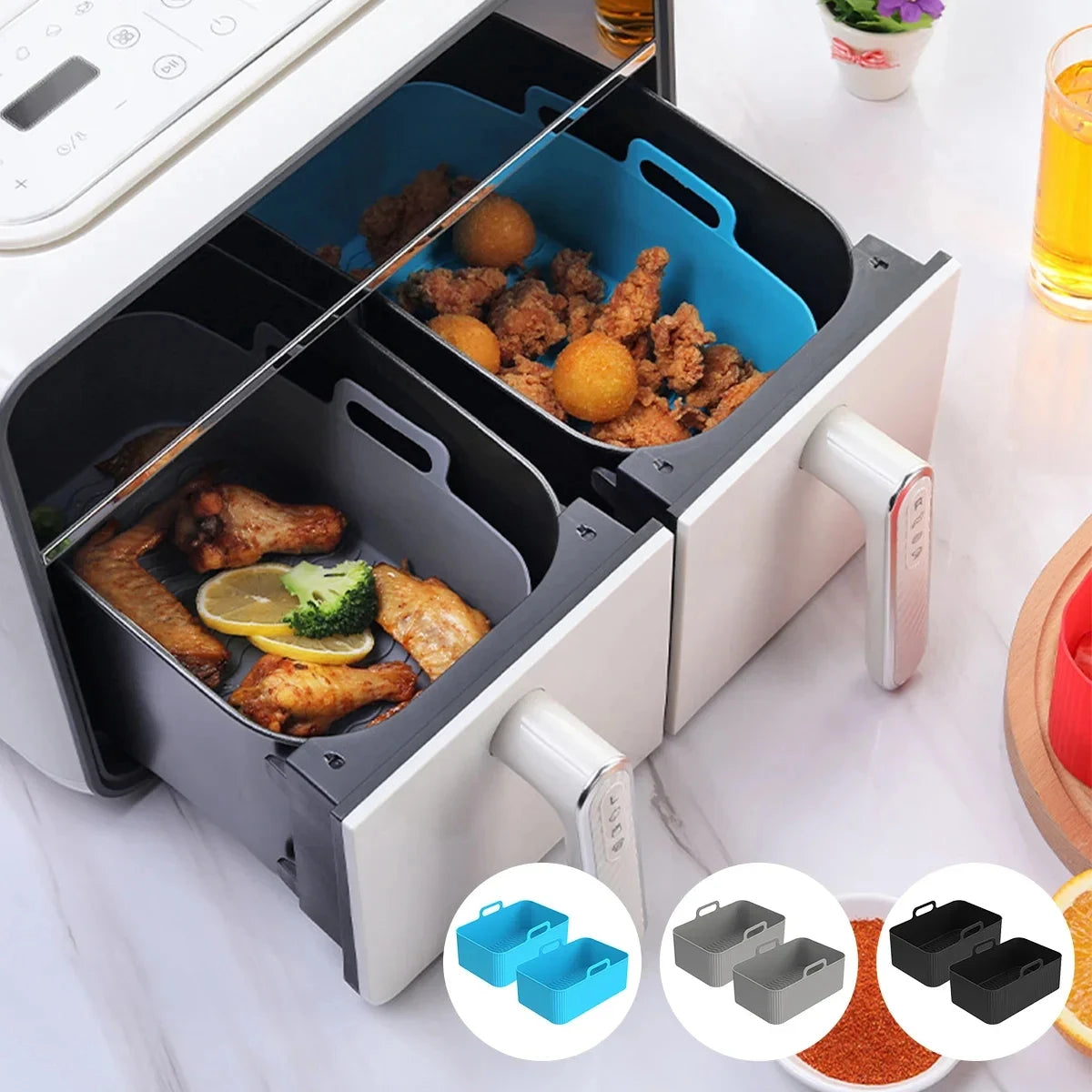 Premium Non-Stick Silicone Air Fryer Liners (2-Piece Set)