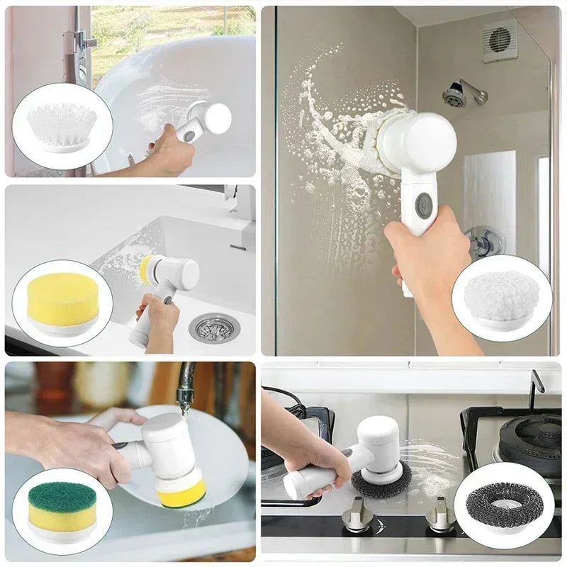 Cordless Electric  Spin Scrubber(with 5 Replaceable Brush Heads)